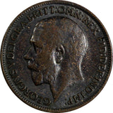 Great Britain George V Bronze  1916 Farthing XF KM# 808.1 (19 866)