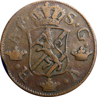 SWEDEN COPPER Adolf Frederick 1764 2 Ore,S.M  BROWN  KM#461