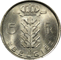 Belgium Baudouin I Copper-nickel 1975 5 Francs Dutch text 24mm UNC KM# 135.1 (6)
