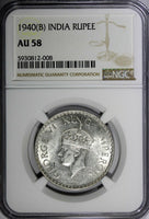 India-British George VI Silver 1940 (B) Rupee NGC AU58 Mint Luster KM# 556 (008)