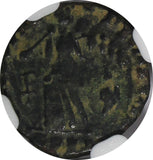 EASTERN ROMAN Theodosius I,AD 379-395 AE4 NUMMUS /Christian VICTORY ANGEL NGC(8)