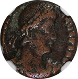 WESTERN ROMAN VALENTINIAN I AD 364-375 AE3 Nummus /Rev.Christian Chi-Rho NGC (9)