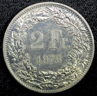 SWITZERLAND Copper-Nickel 1976 2 Francs PROOF LIKE FLASHY KM# 21a.1 (23 364)