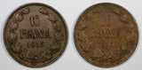 Finland Nicholas II Copper LOT OF 2 COINS 1915 10 Penniä Mint-420,000 KM# 14 (0)