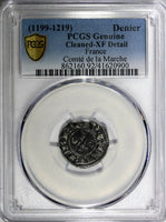 FRANCE La Marche Silver Hugues IX (1199-1219) Denier PCGS XF DETAILS Dup-960 (0)