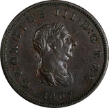 Great Britain George III Copper 1807 1/2 Penny SOHO Mint  XF KM# 662 (19 966)