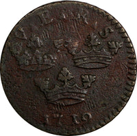 Sweden Ulrika Eleonora 1719 1 Ore OVERSTRUCK 1 Daler SM 1718 Lozenged Edge