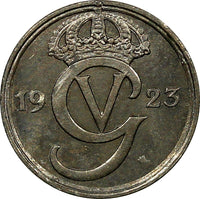 Sweden Gustaf V Nickel-Bronze 1923 W 10 Öre GEM BU KM# 795