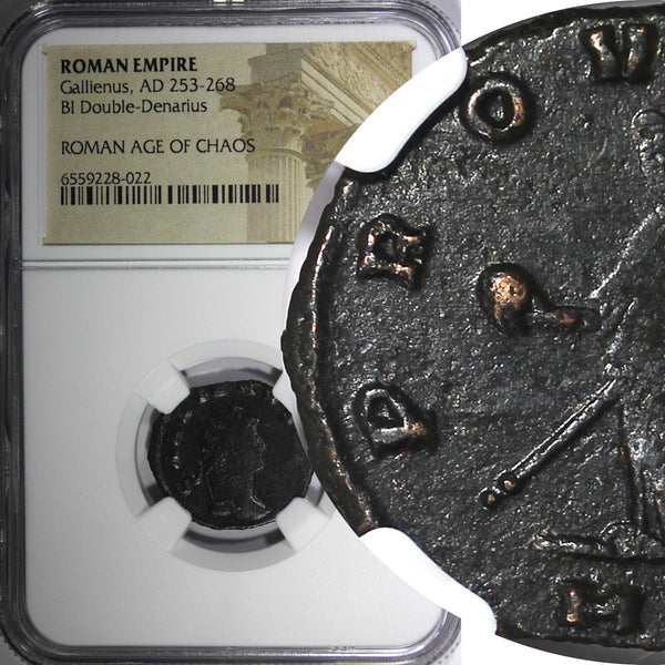 ROMAN.Gallienus AD 253-268  BI Double-Denarius / Rev. Providentia  NGC (022)