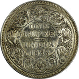 India-British Victoria Silver 1862 (B) Rupee Better Date aUNC KM# 473.1 (18 252)