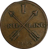 SWEDEN Carl XIV Johan Copper 1825 1 Skilling Mintage-472,000 KM# 597 (17 864)