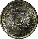 DOMINICAN REPUBLIC 1976 25 Centavos NGC MS64 Death of Juan Pablo Duarte KM# 43