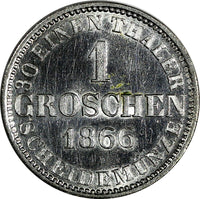Germany HANNOVER Georg V Silver 1866 B 1 Groschen Low Mintage-76,290 KM236 (423)