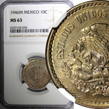 Mexico 1946 M  10 Centavos NGC MS63 Last Year Type KM# 432 (034)