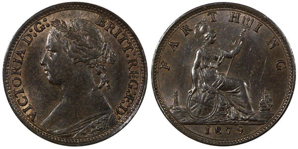 Great Britain Victoria Bronze 1879 Farthing aUNC KM# 753 (20 525)