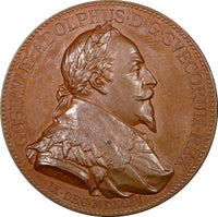 Sweden Bronze Medal  1894 300th birthday of Gustav II Adolf A. Lindberg 39mm UNC