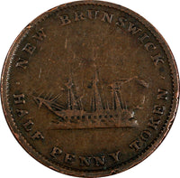 CANADA New Brunswick  Victoria  Copper 1843 1/2 Penny Token  KM# 1 (20 396)