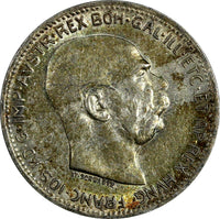 Austria Franz Joseph I Silver 1915 1 Corona High Grade Toned KM# 2820 (18 651)