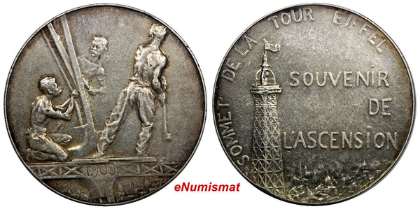 FRANCE Bronze Silver Medal 1900 ART MEDAL PARIS.EIFFEL TOWER.SCARCE 41 mm (9668)