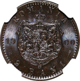 Romania Carol I 1900 B 2 Bani Hamburg Mint ,Germany NGC MS65 BN  KM27 (025)
