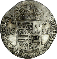 Spanish Netherlands BRABANT Felipe IV Silver 1652  Escalin BETTER DATE KM# 52.1