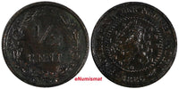 Netherlands William III Bronze 1886 1/2 Cent SCARCE DATE KM# 109.1 (20 462)