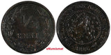 Netherlands William III Bronze 1886 1/2 Cent SCARCE DATE KM# 109.1 (20 462)