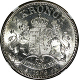 SWEDEN Oscar II Silver 1906 EB 2 Kronor NGC MS63 Low Mintage-112,468 KM# 773 (1)
