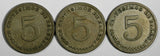 Panama LOT OF 3 COINS Copper-Nickel 1929,1932 5 Centesimos KM# 9 (17 927)