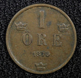 SWEDEN Oscar II Bronze 1875 1  Öre KM# 734 (22 495)