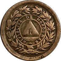 HONDURAS Bronze 1893/81 1 Centavo UNLISTED OVERDATE ERROR REPLBLICA SCARCE KM 61