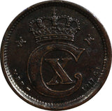 Denmark Christian X Bronze 1917 VBP; GJ 1 Ore KEY DATE SCARCE KM# 812.1