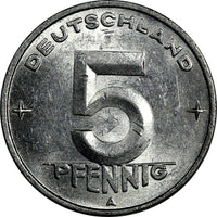 Germany - Democratic Republic Aluminum 1950 A 5 Pfennig aUNC KM# 2 (18 715)