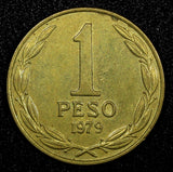 CHILE Aluminum-Bronze 1979 1 Peso Bernardo O'Higgins UNC KM# 208a (22 719)