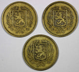 FINLAND  LOT OF 3 COINS Aluminum-Bronze 1930-S 10 Markkaa VF Condition KM# A32