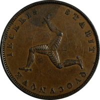 Isle of Man Victoria (1837-1901) 1839 1/2 Penny Mintage-214,000 SCARCE KM# 13