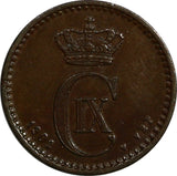 Denmark Christian IX Copper 1902/802 1 Ore OVERDATE XF Condition  KM# 792.2