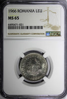 Romania 1966 1 Leu Bucharest Mint NGC MS65 GEM BU KM# 95 (021)