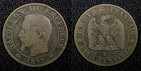FRANCE Napoleon III Bronze 1857 A 5 Centimes Paris Mint KM# 777.1 (22 473)
