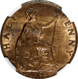 Great Britain Edward VII 1902 1/2 Penny HIGH SEA LEVEL NGC MS63 BN KM# 793.2 (9)