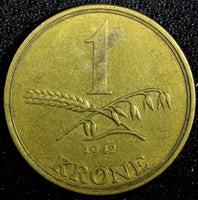 Denmark Christian X Aluminum-Bronze 1942 NS 1 Krone WWI Issue KM# 835 (23 592)