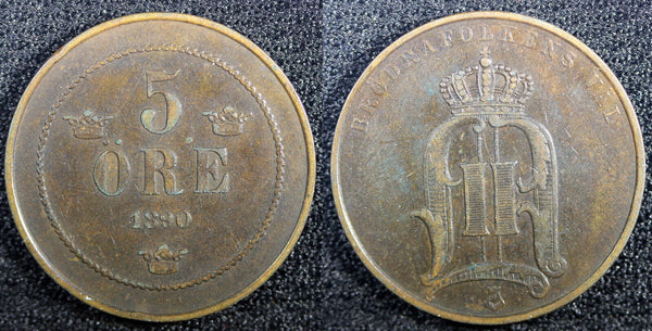 SWEDEN Oscar II (1872-1907) Bronze 1890 5 ORE Mintage-339,000  KM# 757 (22 966)