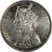 India-British Victoria Silver 1890 (B) Rupee Bombay Mint aUNC KM# 492 (18 244)