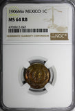 MEXICO Bronze 1906 Mo 1 Centavo GRADED NGC MS64 RB KM# 415