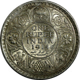 India-British George V Silver 1914 (B) 1 Rupee XF Mint Luster KM# 524 (18 824)