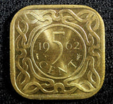Suriname Nickel-Brass 1962 (u) Fish 5 Cents GEM BU KM# 12.1 (23 639)