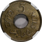 Palestine British Mandate Copper-Nickel 1927 5 Mils NGC MS62 1st YEAR TYPE KM# 3