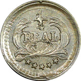 Guatemala Silver 1890 1/4 Real  sun above 3 volcanoes  KM# 158 (22 692)