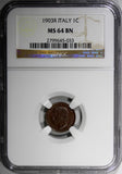Italy Vittorio Emanuele III Bronze 1903 R 1 Centesimo NGC MS64 BN KM# 35 (033)