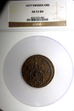 Sweden CARL XI 1677 Ore, S.M. NGC AU53 BN TOP GRADED ! OVERSIZE SLAB KM#264a (1)